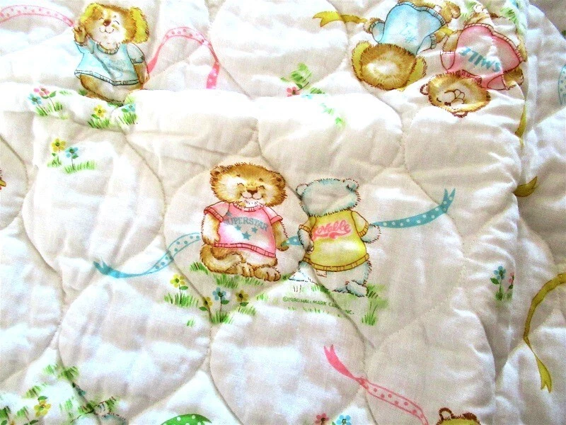 CAMISA PASTEL BLANCA DE COLECCIÓN CUENTOS NOVEDAD OSO DE PELUCHE ACOLCHADA ALGODÓN MANTA CUNA BEBÉ Foto 4 de 4