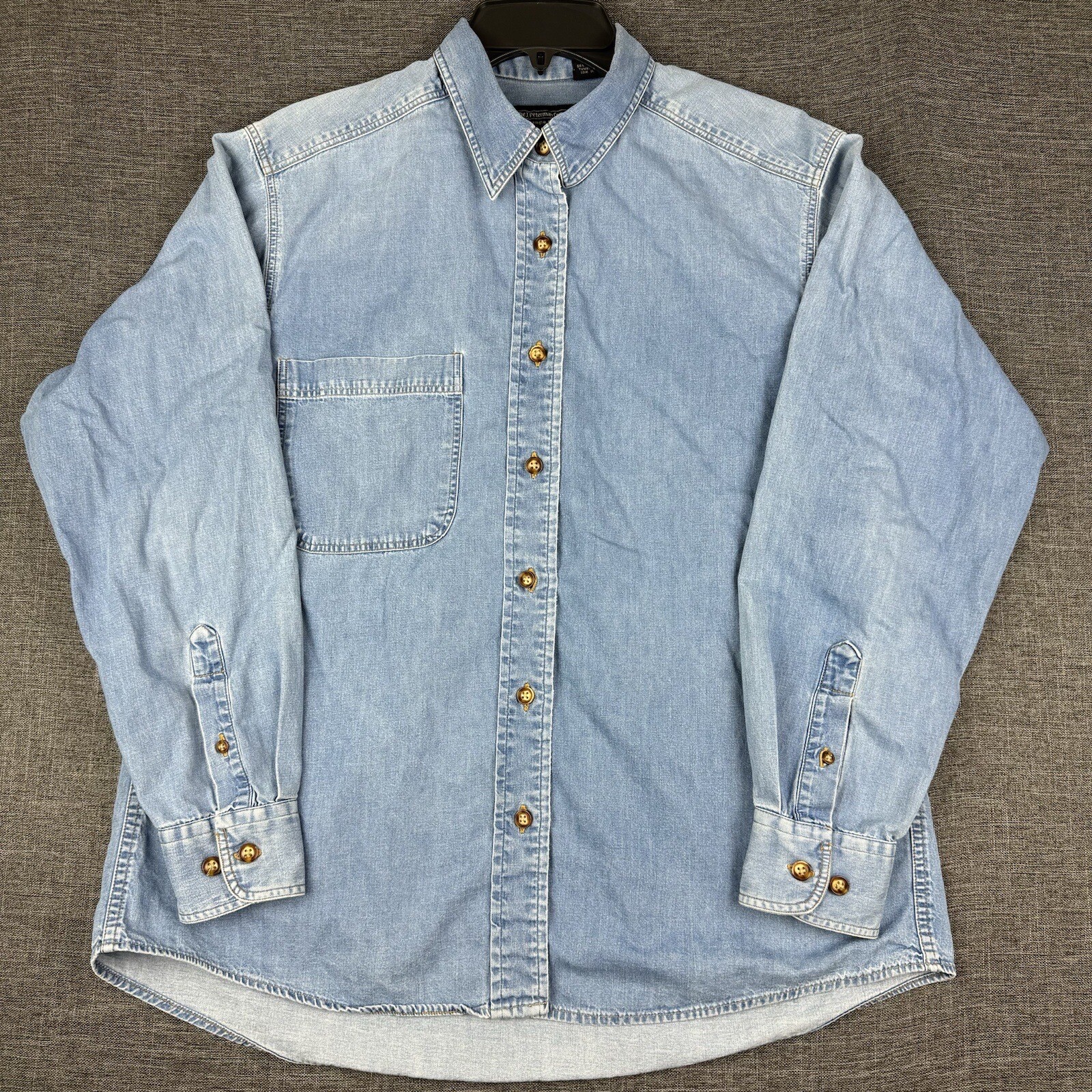 J Peterman Company Womens Denim Button Up Shirt Vintage Long Sleeve