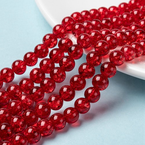 20 Strands Beads Red Spray Painted Crackle Glass Bead Strands Round DIY Bracelet - 第 1/4 張圖片
