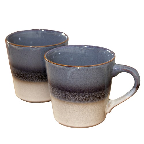 Set Of 2 Grey Reactive Fade Mugs 400ml Stoneware Large Glazed Hot Coffee Cups - Picture 4 of 4