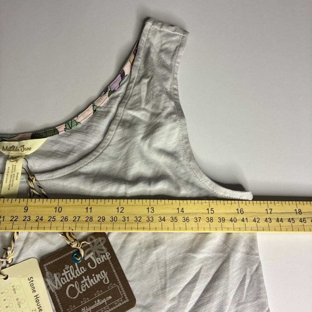 Matilda Jane NWT Gray Tank Lace Lined Top Boutique US M Cotton Ruffle Whimsygoth