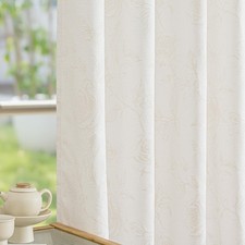 Beige Floral Jacquard Curtains for Bedroom, Rose Flower Patterned Curtains 84...