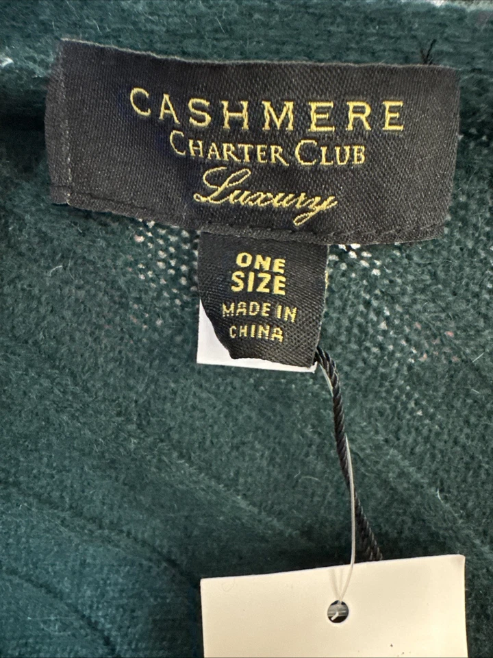 Bufanda Charter Club Robada 100 % Cachemira Verde Precio de venta sugerido por el fabricante $109 Foto 3 de 3