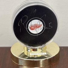 Robbie Russo Autograph Signed Detroit Red Wings Auto Puck in Plastic Case