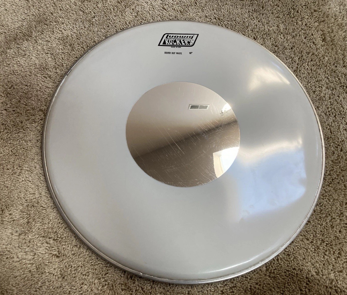 Vintage Ludwig Rockers Silver Dot Smooth White Batter Drum Head 18”