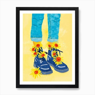 Sonnenblumenspaziergang Kunstdruck gerahmtes Wandbild Poster Leinwanddruck Bild