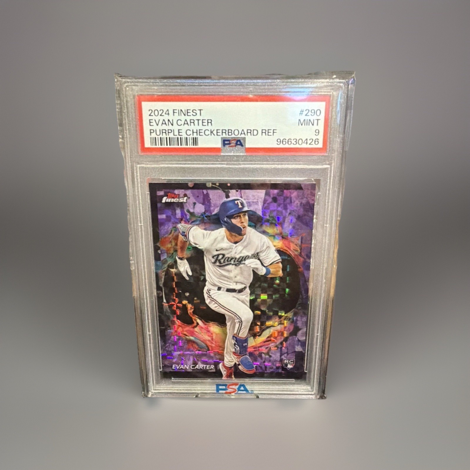 2024 Topps Finest - Rare Evan Carter #290 Purple Checkerboard Refractor /75 (RC)