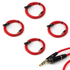 4X 4FT 3.5MM AUX EXTENSION AUDIO CABLE RED APPLE IPHONE 5 4S 3GS IPOD SHUFFLE