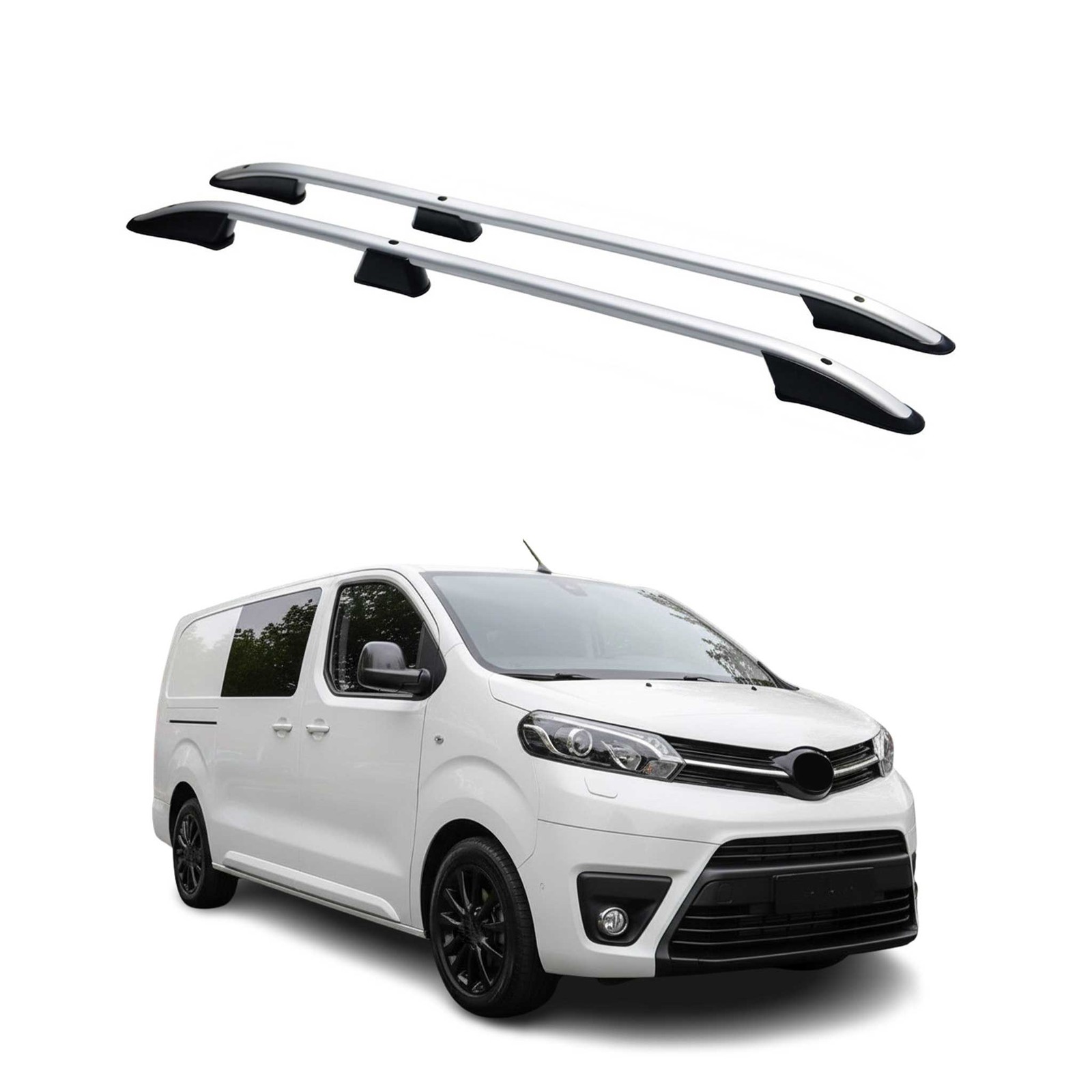 Barres de toit longitudinales Toyota Proace 2016-2026 L2 en aluminium anodisé gris premium