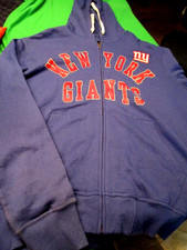 NWT NFL NEW YORK GIANTS MENS HOODED ZIP FRONT SWEAT JACKET BLUE LG