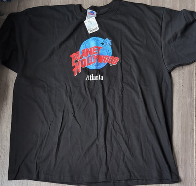 VTG Planet Hollywood Atlanta Original Black XXL T-Shirt 1991  Theme graphic 
