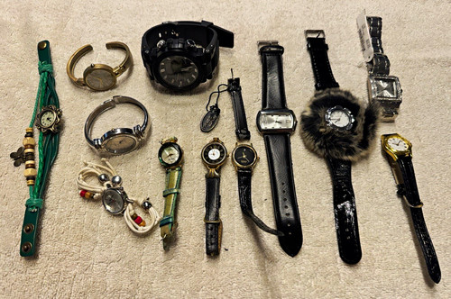 Mixed Lot of Unisex Adult Wristwatches & Watch Bands Assorted - 12 watch lot