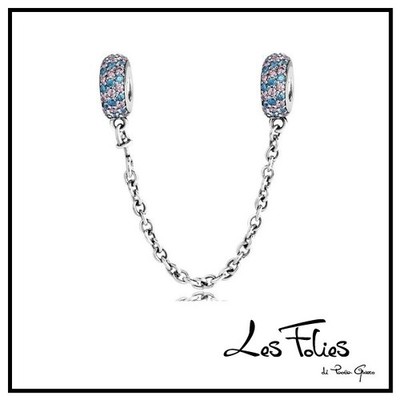 Charm Sicherheitsverschluss blaue Zirkonia mit 925 Silber Gewinde - Les Folies