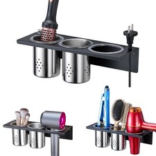 Wall Mount Hair Tool Organizer, 3-in-1 Blow Dryer Holder with 2 Cups for Curl...