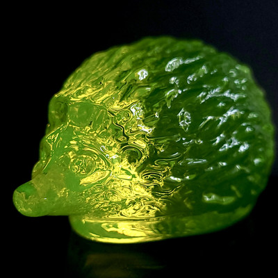 Vaseline Uranium Glass Hedgehog Uranium Yellow Clear Glass Figurine Animal