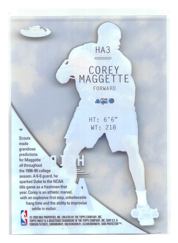 Corey Maggette 1999-00 Finest #HA3 Heirs to Air - Picture 2 of 2
