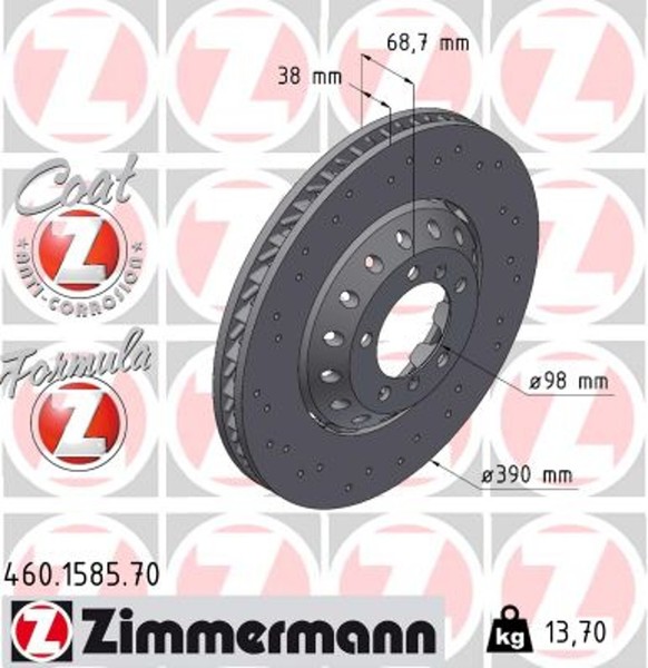 1X Zimmermann Bremsscheibe Formula Z 460.1585.70 FüR Porsche Panamera 970 GTS-image