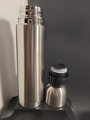Brushed Stainless Thermos with Carrying Case Vintage 2003 New w Tag Holds 500ml