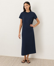 PACT Organic Soft-Slub Essential Easy Tee Maxi Dress - Navy
