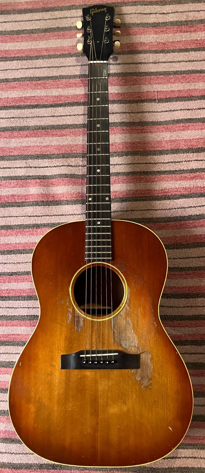 Vintage 1965 Gibson LG-1 Acoustic Guitar Player / Project w / Case Cherry Burst