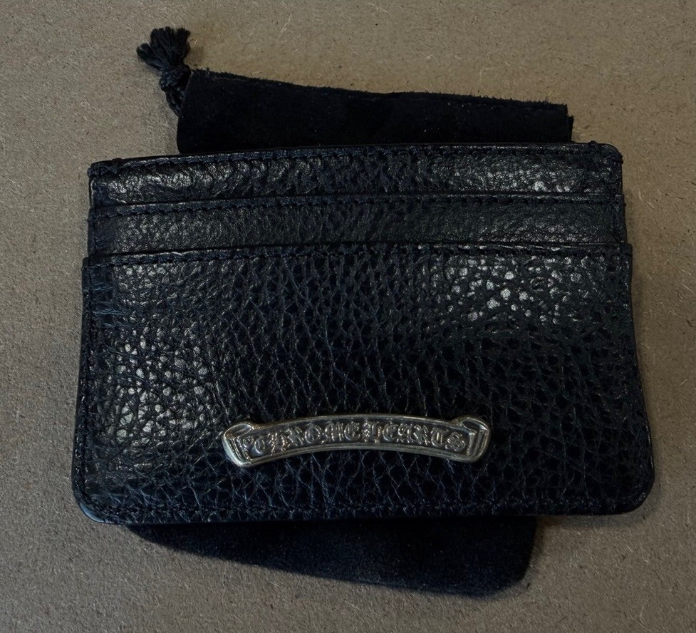 CHROME HEARTS Scroll Logo Leather Card Holder ✅✅✅