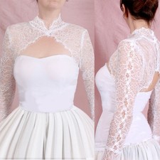 Long Sleeves Bolero Topper Jacket for Bride Appliques Lace Beading Wedding Dress