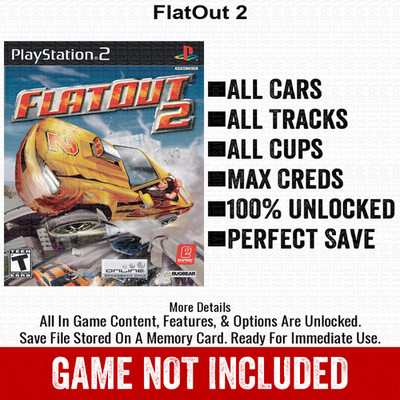 FlatOut 2 100% PS2 Memory Card All CHEATS ITEMS PLayStation