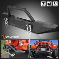 Fits 1987-2006 Jeep Wrangler Yjtj Black Front Offroad Bumper Guardwinch Plate