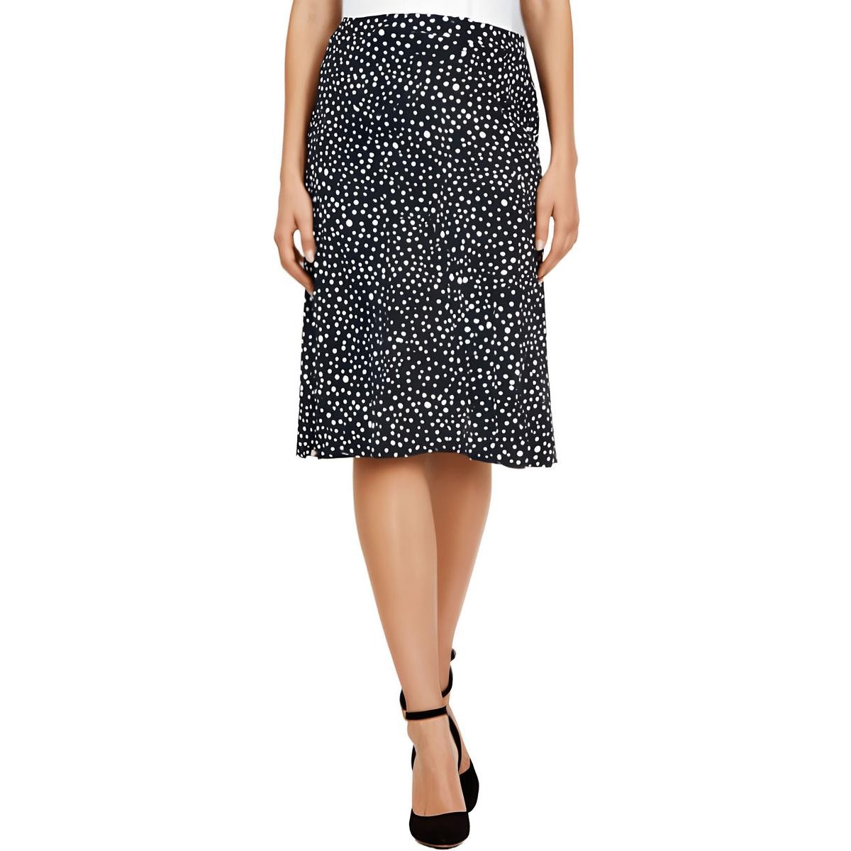 Женская юбка миди в черный горошек Kasper Womens Plus 3X BHFO 8147