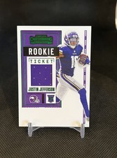 2020 Panini Contenders Justin Jefferson Rookie Jersey Card No. RSV-JJE Vikings. rookie card picture