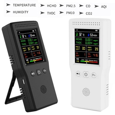 9in1 Luftqualität Messgerät PM10 PM2.5 TVOC AQI Formaldehyd Feinstaub CO2 CO LCD