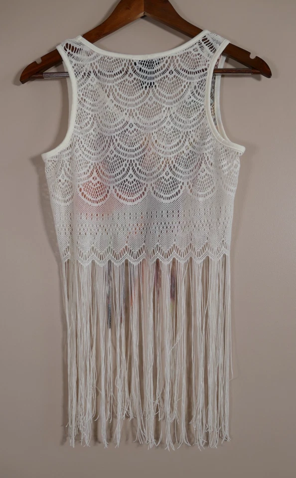 Top de Colección Sello Húmedo Para Mujer Festival Encaje Flecos Talla M Corte Transparente Coachella Playa Foto 4 de 4