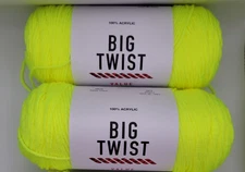 Lot of 2 Big Twist Value Yarn, Color is Safety Yellow, 380 yds ea #4 weight, NEW