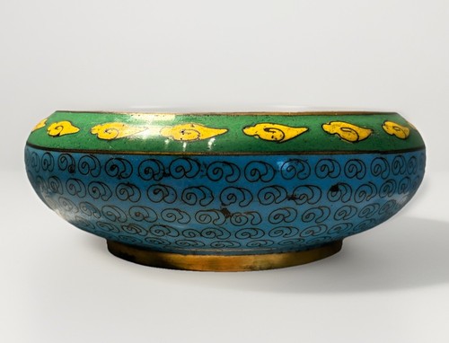 Vintage Cloisonné Schmuckschale Schale Emaille floral blau türkis grün Dekor - Bild 4 von 7