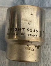 Vintage Wright Tools 1-7/16” 12 Point Socket 3/4” Drive USA 6146