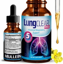 Lung Support Supplement Drops with Wild Mullein Leaf Extract for Lungs and Mucus
