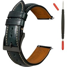 Quick Release Leather Watch Bands 14mm 16mm 19mm 20mm 21mm 22mm 18mm Green