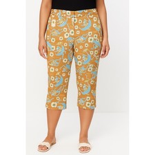 Lilly Pulitzer Cropped Capri Pants Size 12 Yellow Monkey Print Cotton Blend