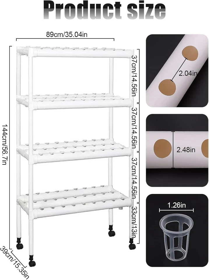 Hydroponic Site Grow Kit, 108 Locations Hydroponic System with Water Pump DE - Image 3 of 4