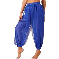 Belly Dance Harem Pants Arabic Lantern Shiny Sequins Chiffon Bloomers