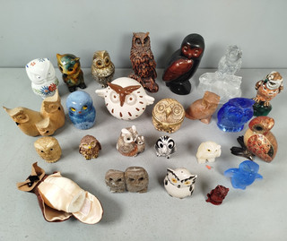 Lot 24 CHOUETTES Hiboux Animaux Decoratif Ceramique Verre Pierre Quimper J52