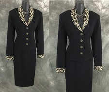 BEAUTIFUL St John evening jacket knit black rhinestones embellished blazer sz 6