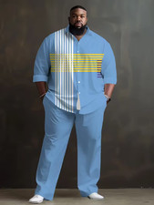 Men's Outfit 2 Piece Set Shirt Pants Suit PLUS SIZE BIG 5XL