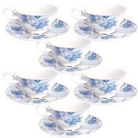 Blume Set 6 Tassen Untertassen Porzellan Cappuccino Tassen Geburtstag Hochzeit