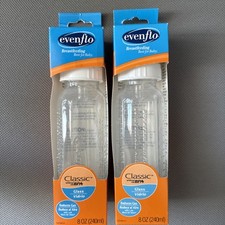 2 Even Flo GLASS 8 OZ Classic BPA Free Bottle 0-3 Months Custom Flow Air Vents