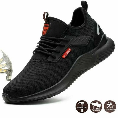 Sicherheitsschuhe Arbeitsschuhe Herren Leicht Stahlkappe Sneaker Schwarz