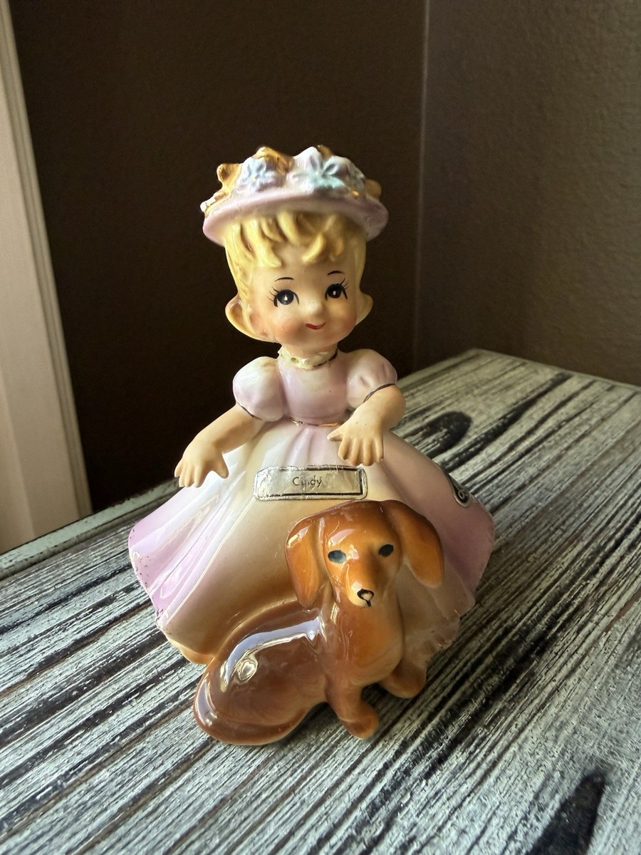 * vintage figure ୨୧ クリーム & ベージュの ワンちゃん Vintage Josef Originals Little Pet Series Cindy Figurine with