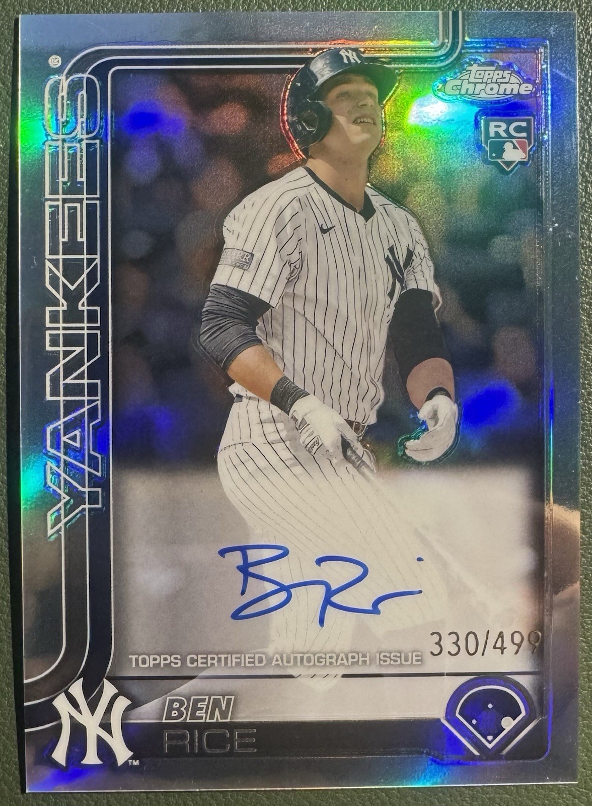 2025 Topps Chrome Ben Rice #RA-BR Auto Refractor /499 NY Yankees RC Rookie