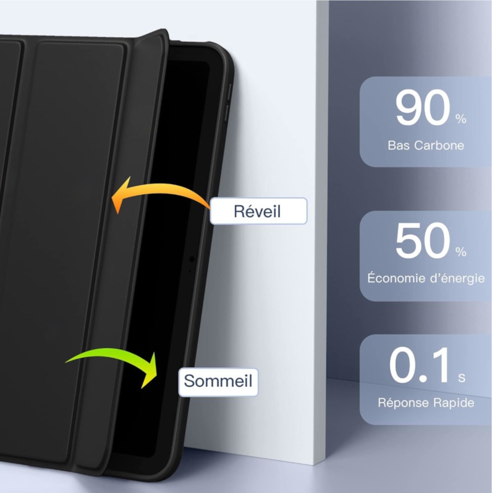 Coque iPad 10 2022 Dux Ducis Toby noire avec support stylet intégré