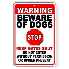 Sign Or Decal Beware Of Dog Will Bite Security Attack Guard Warning Protected